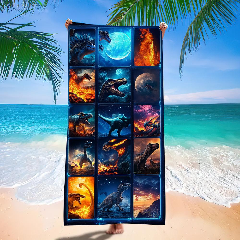 Asciugamano da Spiaggia Cartone Animato Piccolo Dinosauro Europeo e Americano Fabbrica di Stampa Digitale Asciugamano da Bagno Stampa Giocattoli Microfibra Bambini