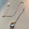 Silver Moonstone Oval Pendant Necklace for Women Simple Girls Jewelry Accessories Gifts