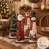 4Pcs 2D Flat Wooden Christmas Decorations Snowman Santa Claus Holiday Ornaments for Desktop Office Home Decor