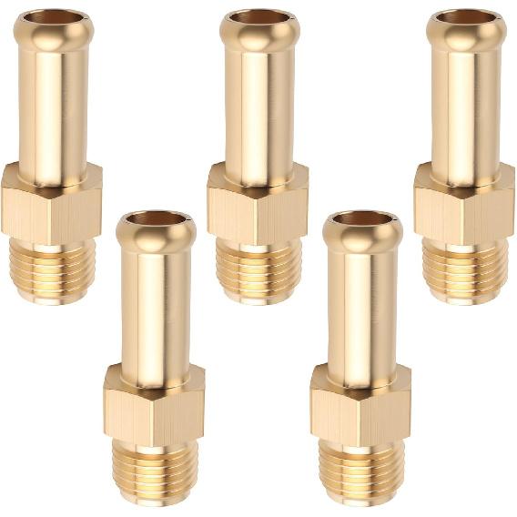 5PCS 3/8" Fuel Line Fittings,Leak-Proof Brass 3/8" Barb Fitting with 1/2-20 Male Threads for Hose Connector,Universal Fuel Line Connector for