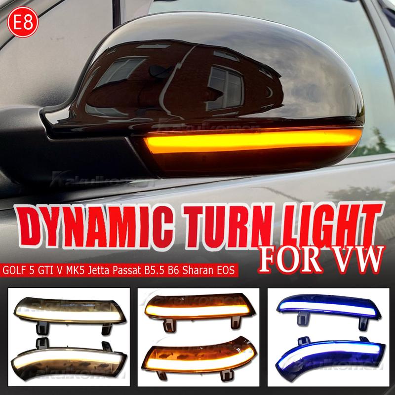 LED Dynamic Turn Signal Light For VW Passat B6 GOLF 5 Jetta MK5 Passat B5.5 GTI V Sharan Flowing Water Blinker Flashing Light