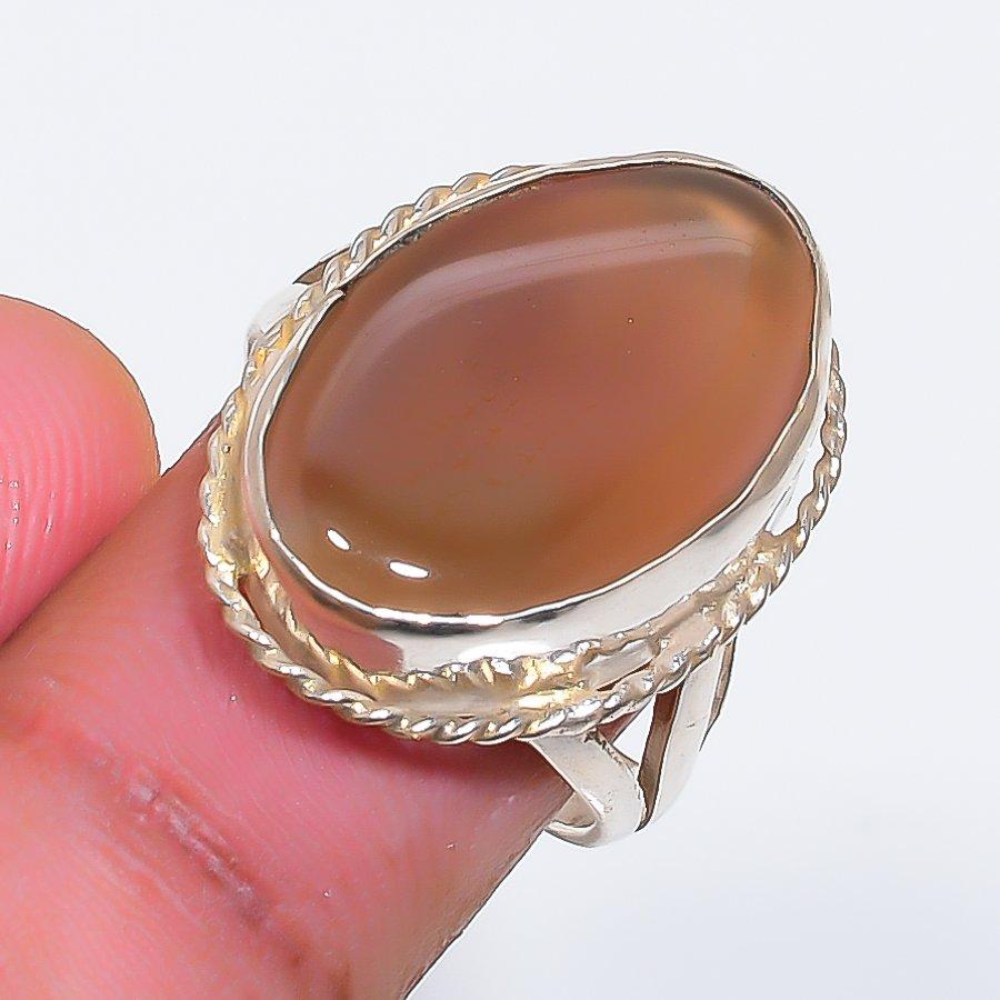 Natural Carnelian Gemstone 925 Sterling Silver Jewelry Ring Size 7.5 ZS-1893