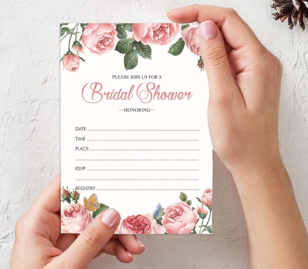 Inkdotpot 30 Bridal Shower InvitationsA  FloralA  Wedding Fill-In Style Invites Blank
