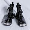 2024 Spring Patent Leather Martin Boots - Men's All-Match, Trendy British Style Work Shoes (33988-R)