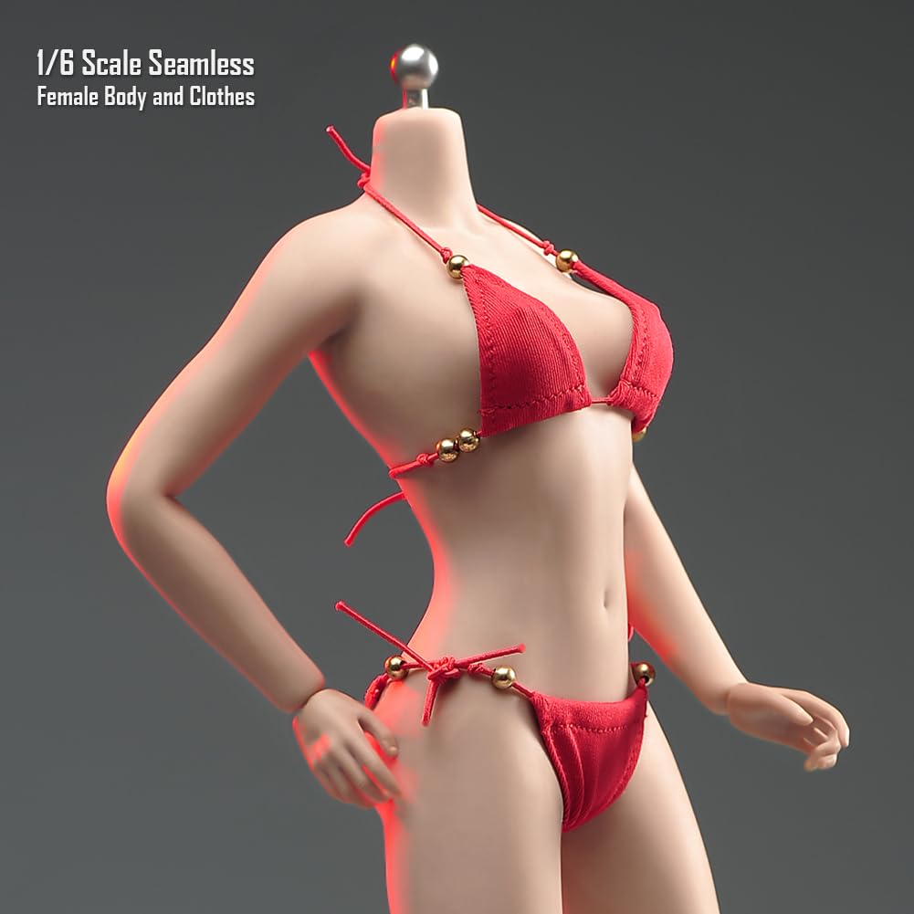 1/6 Scale Female Body Clothes, Underwear, Pants, Swimsuit, Bikini, Leggings, Bra, Bark, for 12-inch Action Leggings Body Doll (Red)