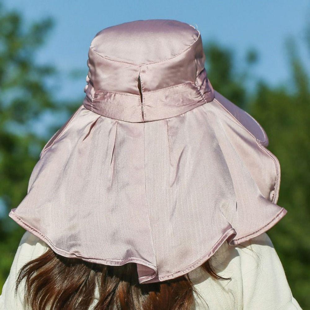 Lightweight Sunshade Sun Hat Wide Brim Neck Flap Hat Visor Cap Women Picking Tea Hat Camping