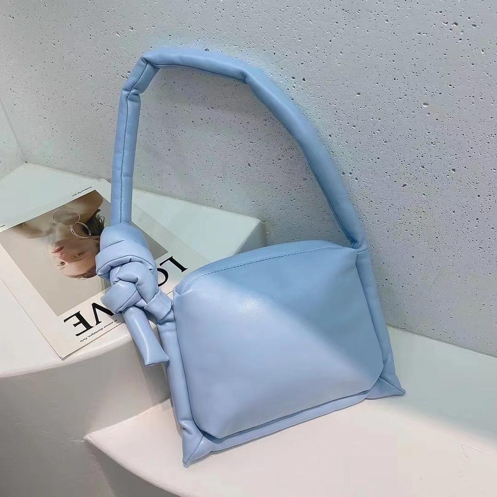 Han Nier, Foreign Style, Japanese And Korean Bag, Soft Leather, Retro Tied Knot Texture, Small Square Bag Diagonal