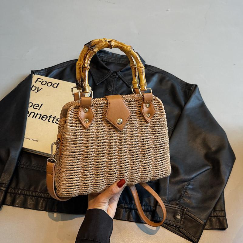 

Summer Beach Straw Top-handle Bags For Women Rattan Woven Design Shoulder Crossbody Shell Bag Designer Handbags Luxury 24x20x8cm