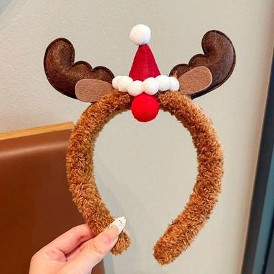 New Funny Elk Christmas Tree Headband Snowman Cartoon Xmas Headpieces Bow Decoration Cute Cartoon Elk Hairband Party