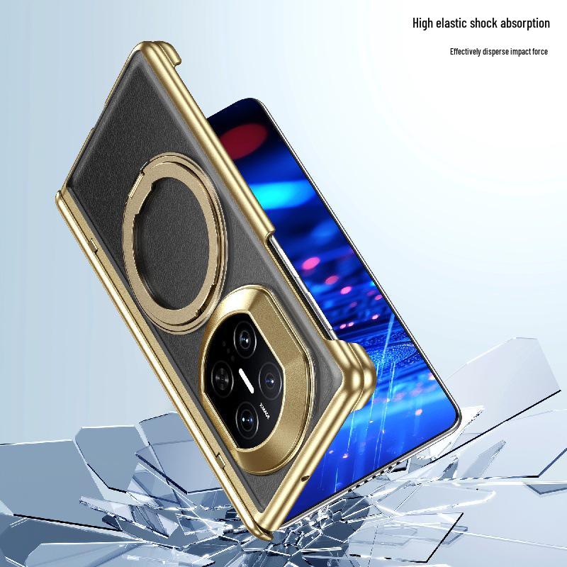 Stylish Transparent Electroplated 360° Rotating Stand Drop-Proof Hard PC Case for Huawei Mate X7 Foldable Screen.