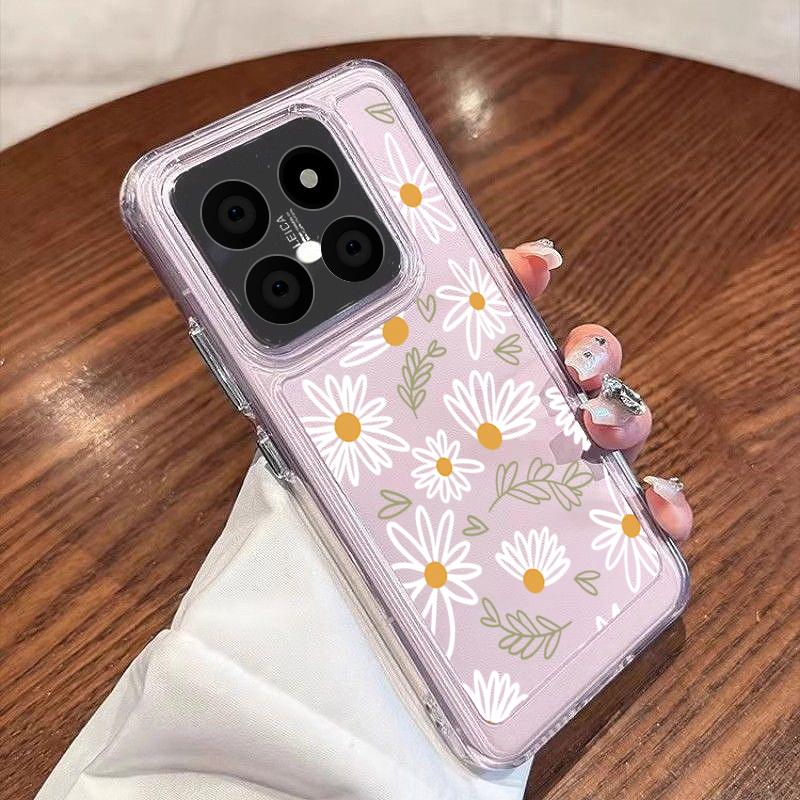 For Redmi Note 14 13 14C Case Sketching Line Flower Print Clear TPU Soft Cover For Funda Xiaomi Redmi Note 14 Pro 5G 13 12 11