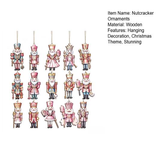 Holiday Atmosphere Decorations for Shop Christmas Nutcracker Ornaments Tree, Wooden Soldier Tree Hanging Lightweight Flat Decoration, 2D Pendants Xmas