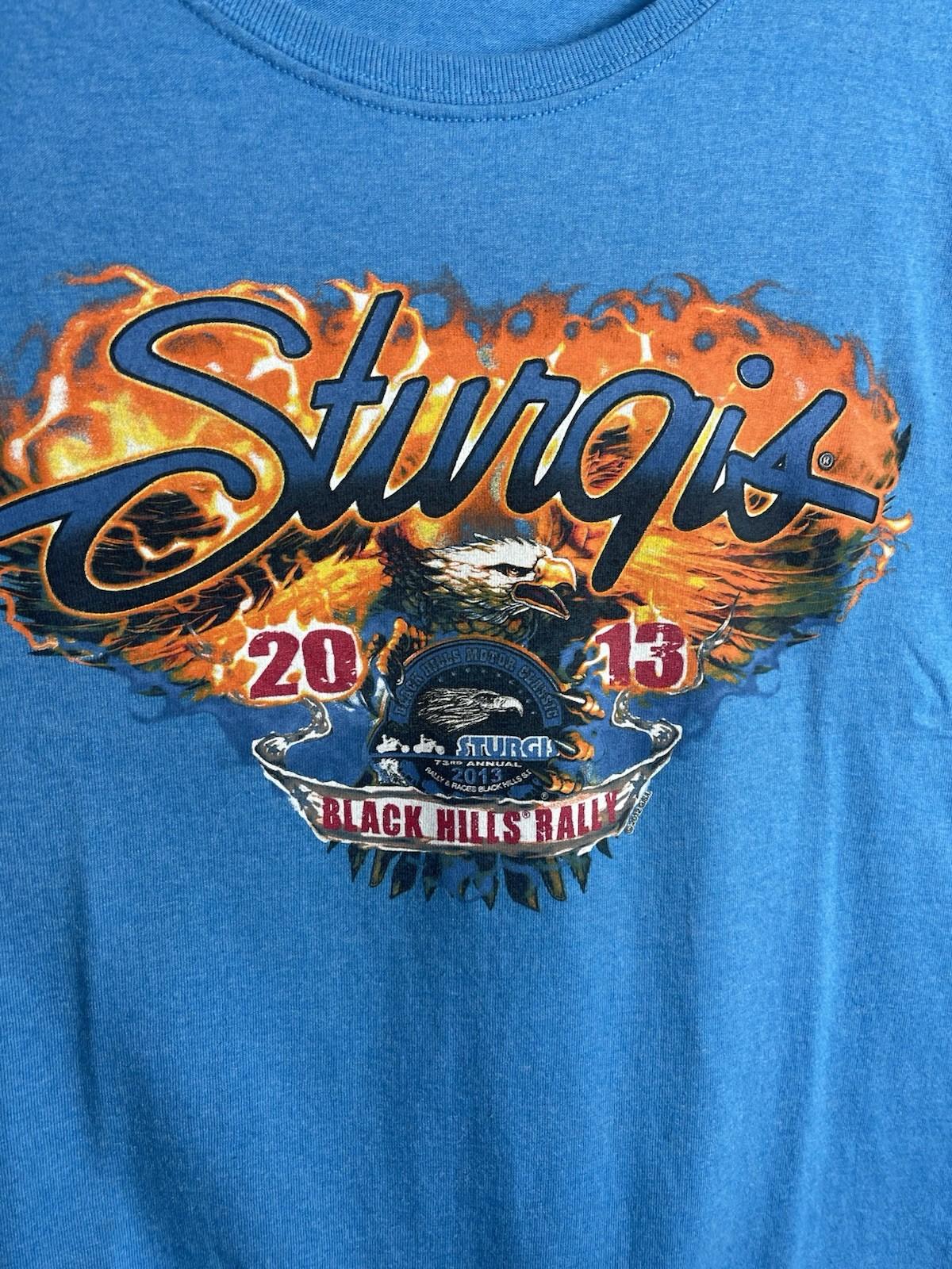 Hot Leathers Sturgis 2013 Black Hills Motorcycle Rally Dakotas Size XL Blue Unisex T-Shirt XXXL