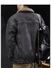 Herren American Retro Samt-Denimjacke - Dick, Warm Lammwolle Winter Arbeitskleidung Mantel