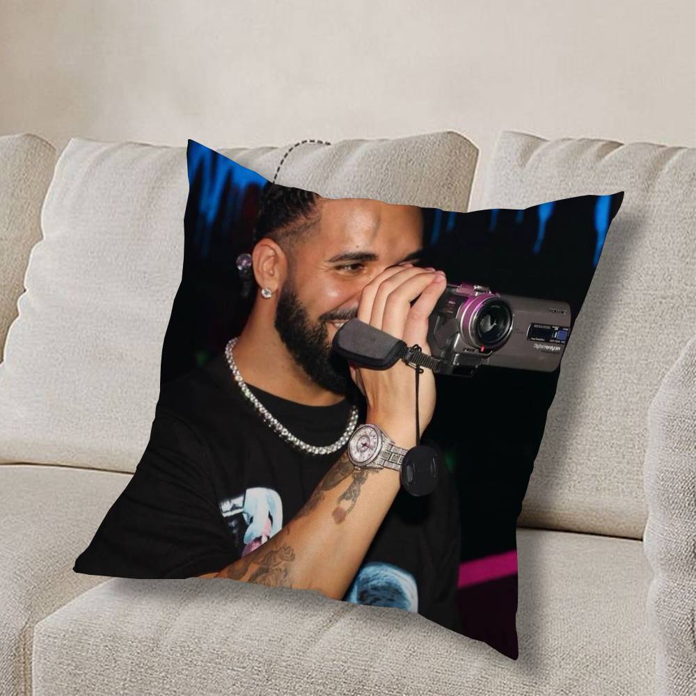 cool D-Drake OvO Rap Pillow Case Square Double-Sided Printing Short Plush Sofa Cushion Cover Bedroom Bedside Pillow