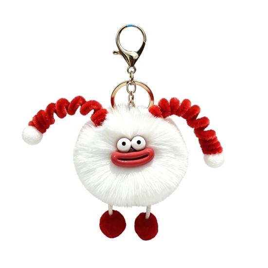Schoolbag Accessories Sausage Mouth Creature Plush Keychain, Cartoon Fuzzy Ball Keyring Pendant, Stuffed Doll Toy Decorative Keychain for Handbags