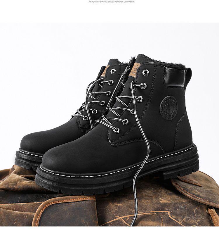 Men's Warm High-Top Winter Martin Boots: Trendy, Thick-Soled, Velvet-Lined Workwear Shoes