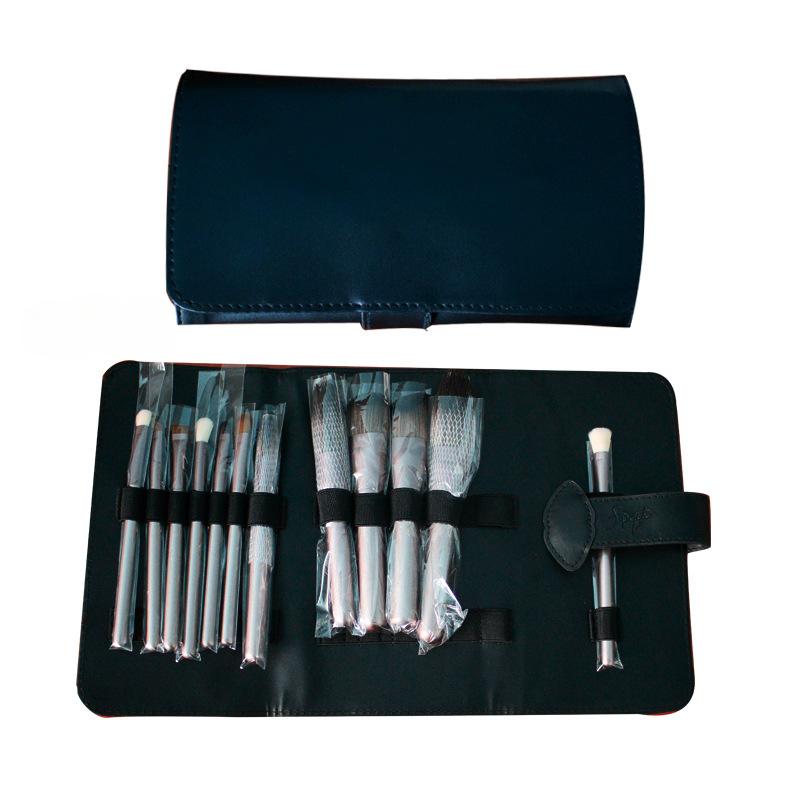 Pincel de base pincel de pó solto pincel de sombra para os olhos 12 peças conjunto de pincéis de maquiagem lã lilás pequena série uva bolsa de pincéis de maquiagem