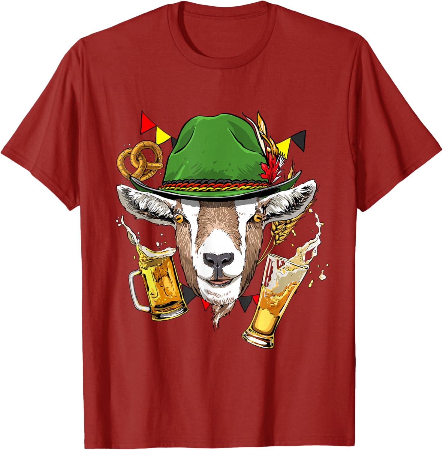 Oktoberfest Goat T-Shirt German Festival Beer Pretzel Graphic Tee Men Casual Trip S