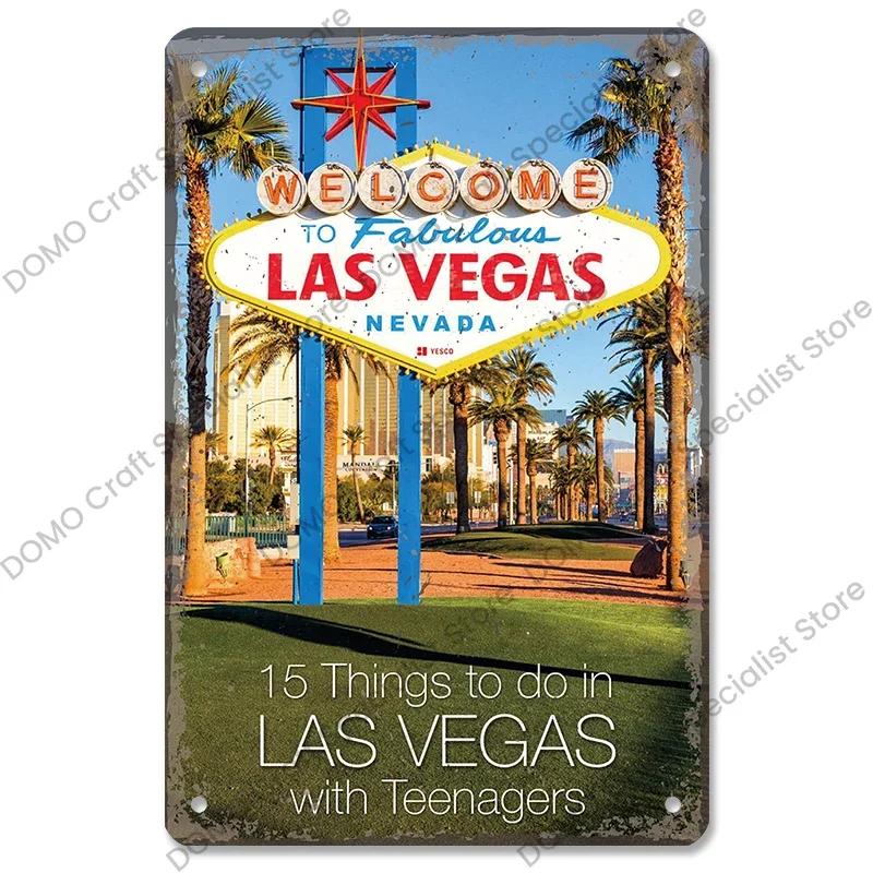Vítejte v Las Vegas Plaque Plechové cedule Vintage Nevada Casino Kovový plakát Nástěnná dekorace pro Bar Club Man Cave