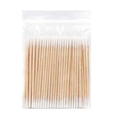 100Pcs Chlorine-Free Double-end Wood Cotton Swab Daily Cleaning Disposable Ultra-small Double-Tipped Cotton Buds Hypoallergenic