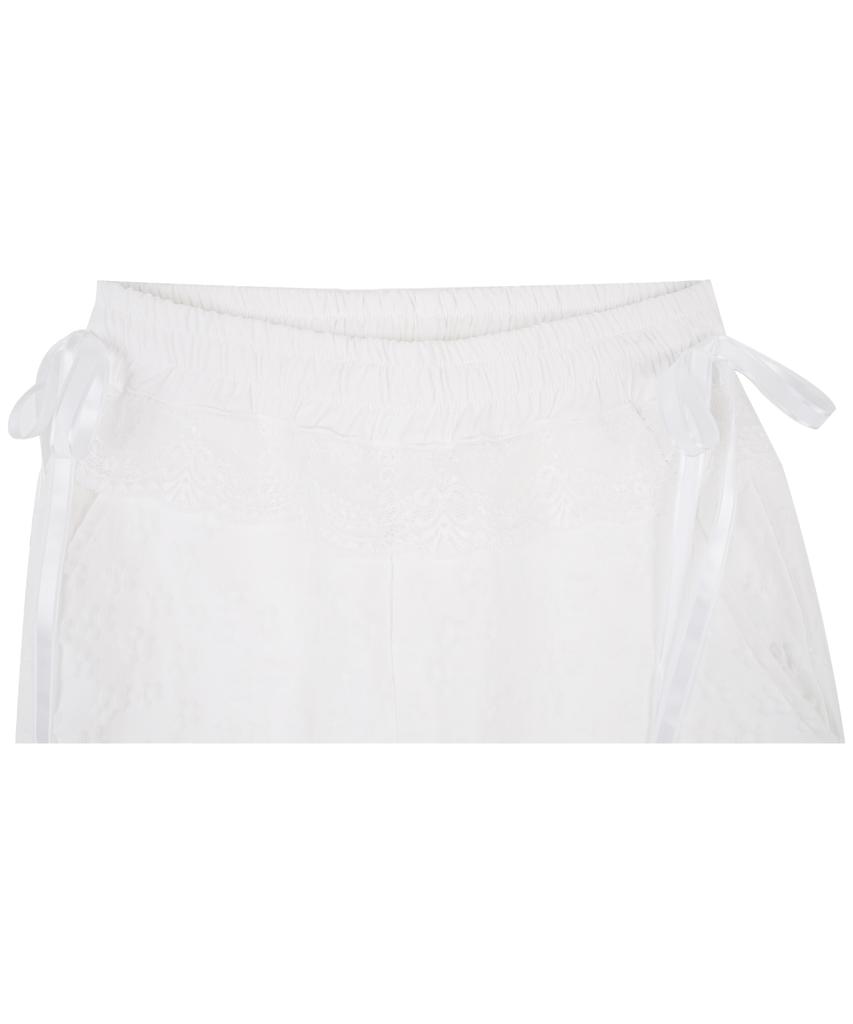 HIGH SCHOOL DISCO Flower Embossed Lace Pants_Ivory