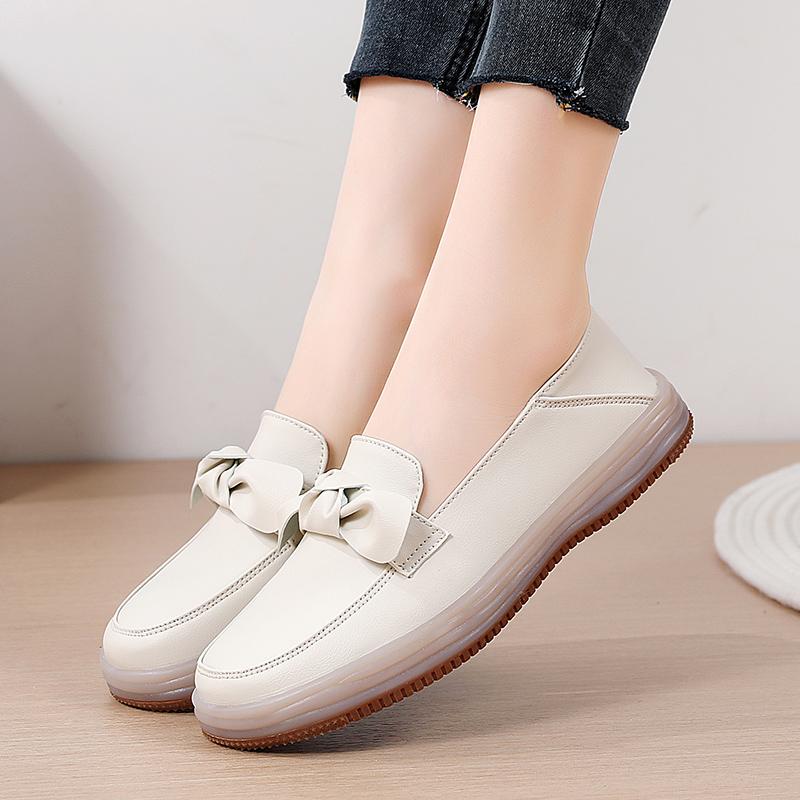 Fashion Genuine Leather Fashion Wedge Women Flats Retro Shoes Woman Slip On Women Shoe Moccasins Comfortable Tenis Feminino Plus Size