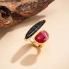 Ingemark Vintage Inlaid Resin Acrylic Open Ring for Women Elegant Irregular Geometry Adjustable Knuckle Ring Daily Wear Jewelry