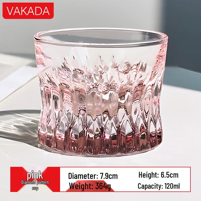 VAKADA Pink Crystal Diamond Pattern Drinking Glass