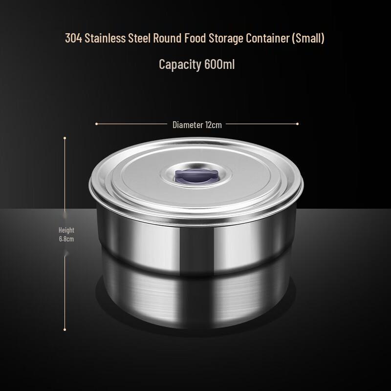 ZISIZ 304 Stainless Steel Round Food Storage Container with Lid