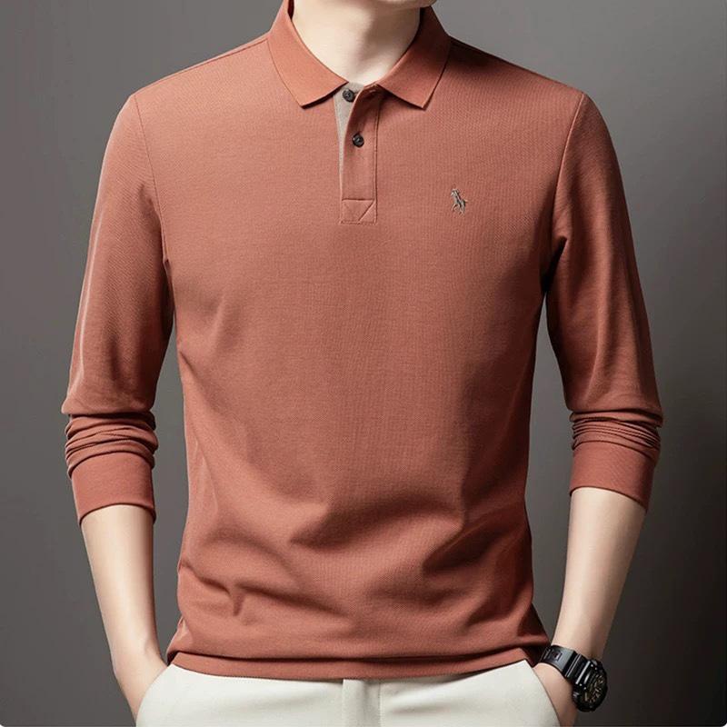 

TrendHub 100% Pure Cotton High-end Brand Men s Long Sleeve Polo Shirt Fashion Customization Horse Embroidery Classic Paul T-shirt 4XL