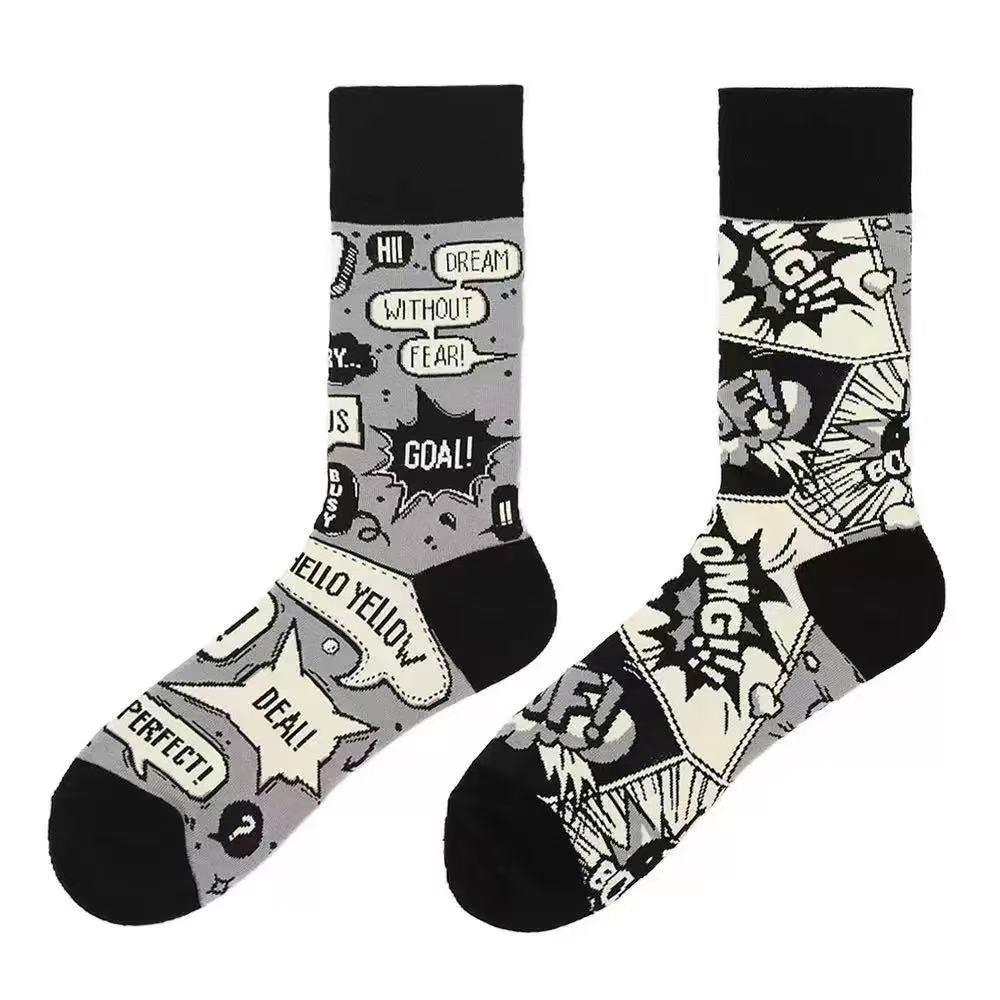 SMLSOX Summer Asymmetrical Mandarin Duck Couple Mid-Calf Colorful Christmas Cotton Fashion Socks