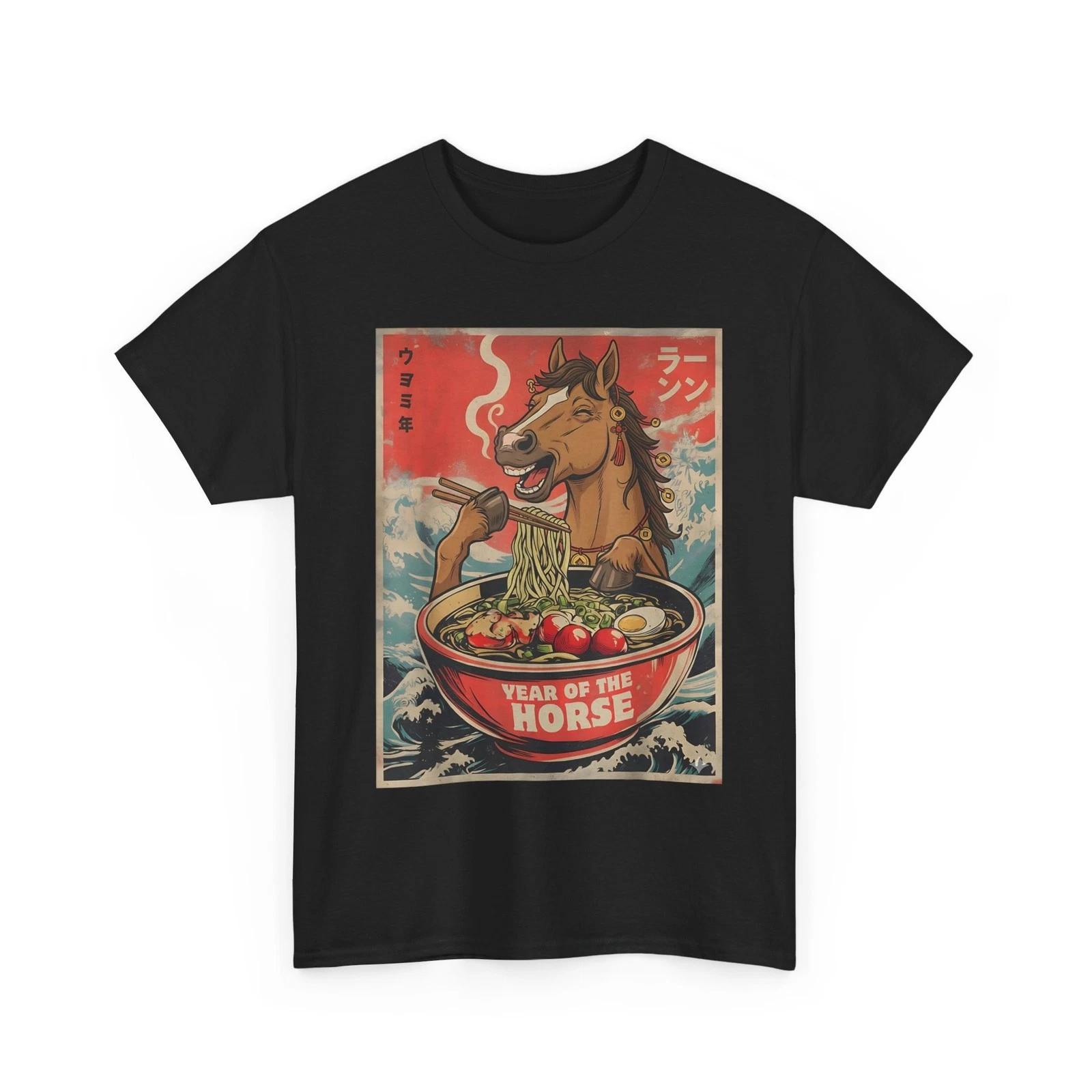 

Zodiac Chinese New Year of The Horse 2026 Ramen Men Women T-Shirt 2XL