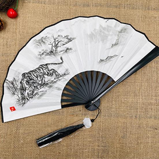 Skládací ruční ventilátor čínský vintage styl plastový ventilátor Oboustranné příslušenství Hanfu pro svatby a taneční párty