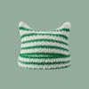 New Japanese Streetwear Harajuku Beanie Little Devil Striped Knitted Hat Women Girls Autumn Winter Cute Cat Ears Cap
