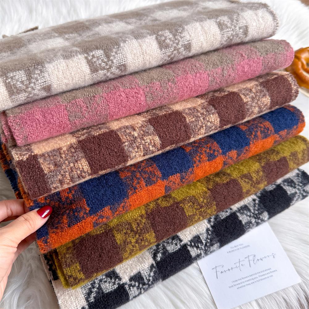 Women Lattice Imitation Cashmere Scarf Autumn And Winter Thick Fashion Warm Wild Scarf Shawl Tassel Scarves Bufanda Blanket