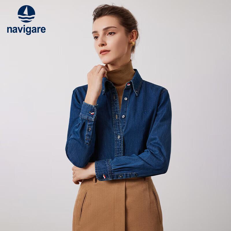 Navigare Women s Long-Sleeve Denim Shirt Jacket L