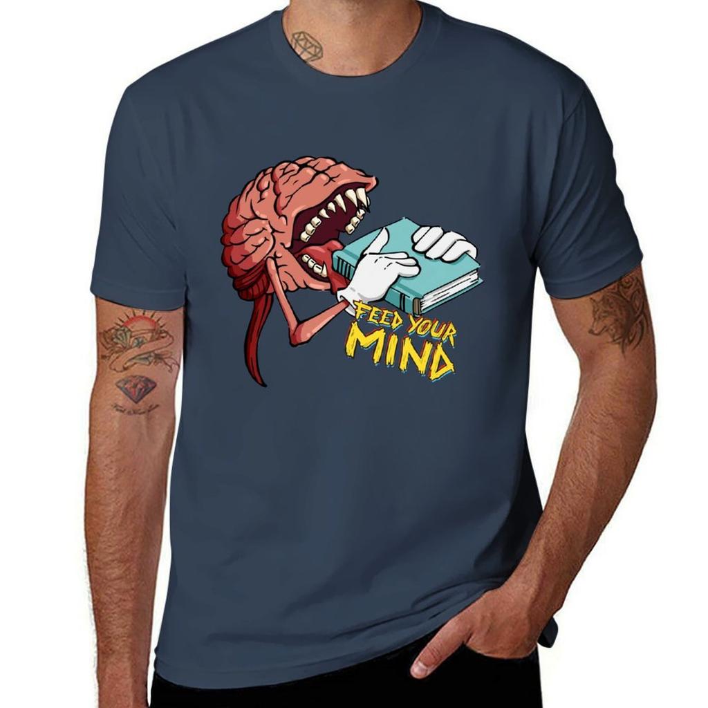 Feed your mind TShirt Active Sports Short Sleeve Cotton Shirt
