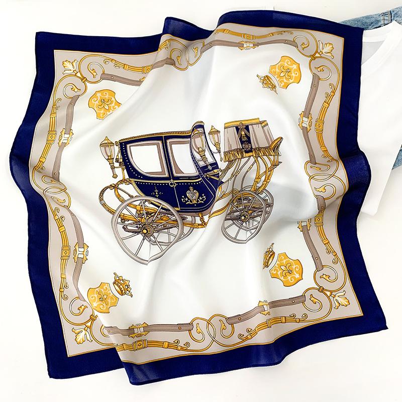 1116 retro carriage new silk small square scarf women's spring and summer decoration small scarf mulberry silk silk scarf sunscreen shawl