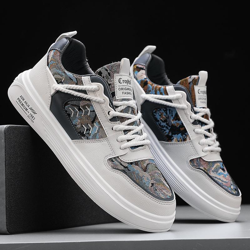 Pánské boty Guochao Kontrastní barva Plochá základová deska Design boty Harajuku Mládežnická sportovní obuv