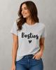 New Unisex's T-shirt with Heart-shaped Pattern "Besties" Comfortable Spring and Summer Reflective Breathable Short Sleeved Shirt