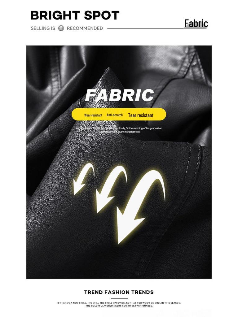 Męska Modna Skórzana Kurtka Wiatroszczelna Długiego Fasonu ze Stójką