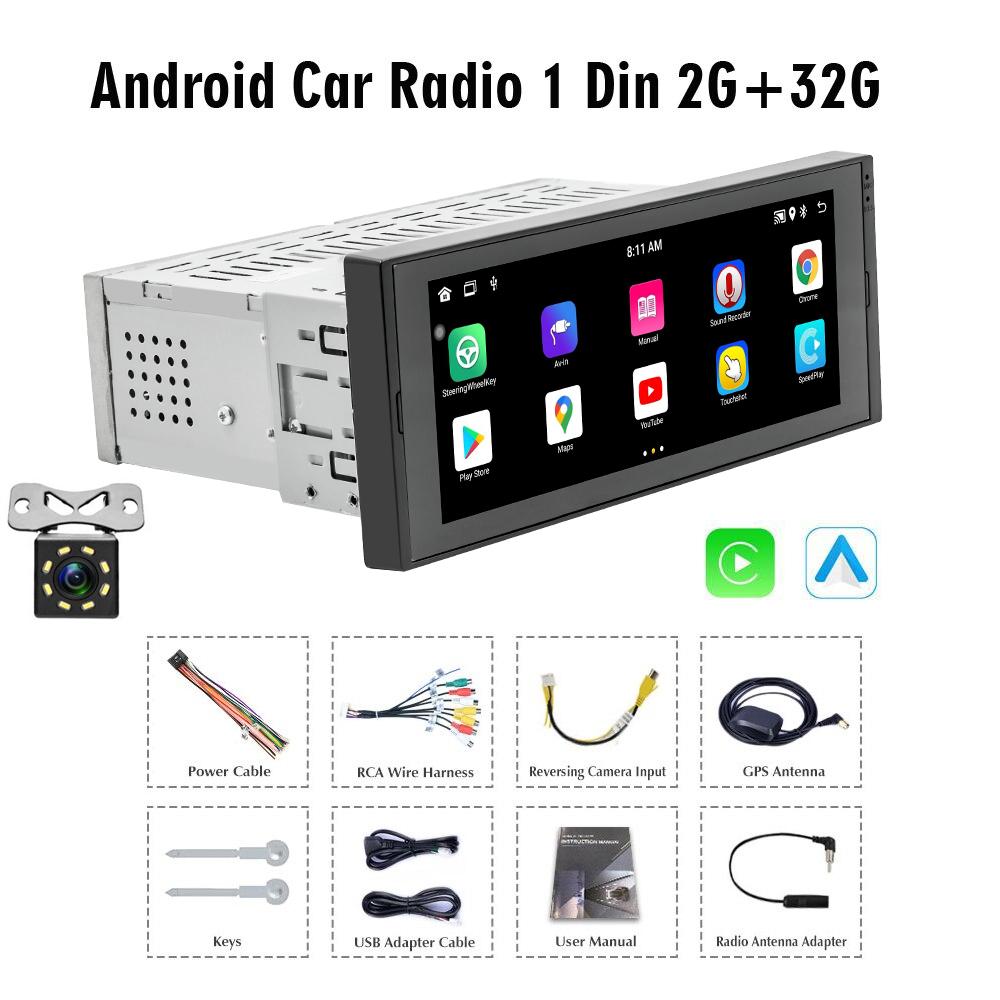 

Icreative 1 Din Android Автомобильный мультимедийный видеоплеер GPS-навигация Wi-Fi 1 Din Авторадио Стерео Автомобильное радио Android 6,9-дюймовый экран для универсального использования 2+32GB