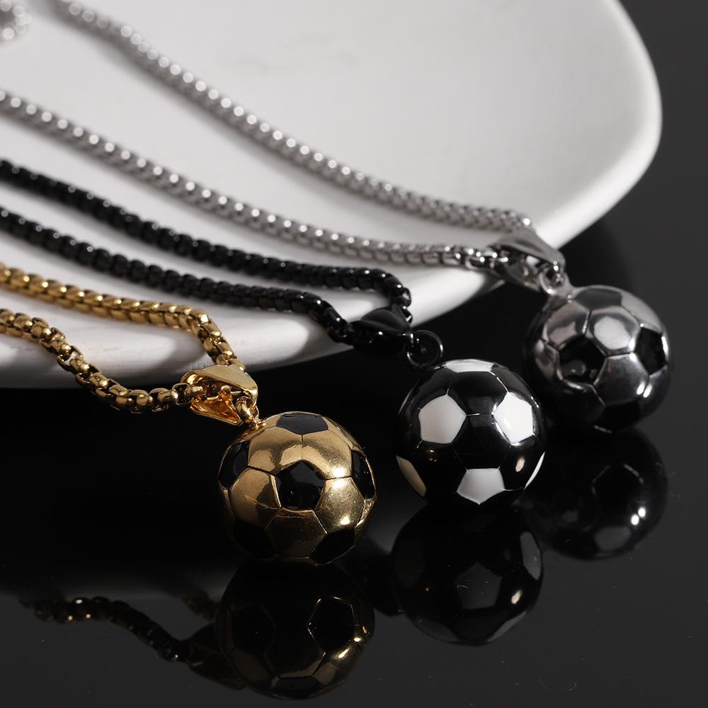 316L Stainless Steel Football Pendant Chain Necklace For Men Boy Jewelry Soccer Accessories Charm Gift