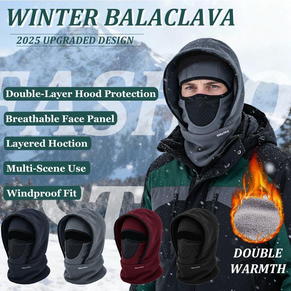 Waterproof Polar Fleece Balaclava Hat Thermal for Cold Weather Face Cover Cycling Skiing Face Neck Warmer Beanie Cap