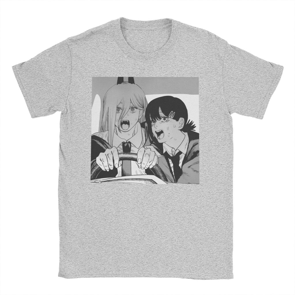 Men Women T-Shirts Chainsaw Man Power and Kobeni Novelty Pure Cotton Tee Shirt Short Sleeve Denji Devil Anime T Shirt Top Summer