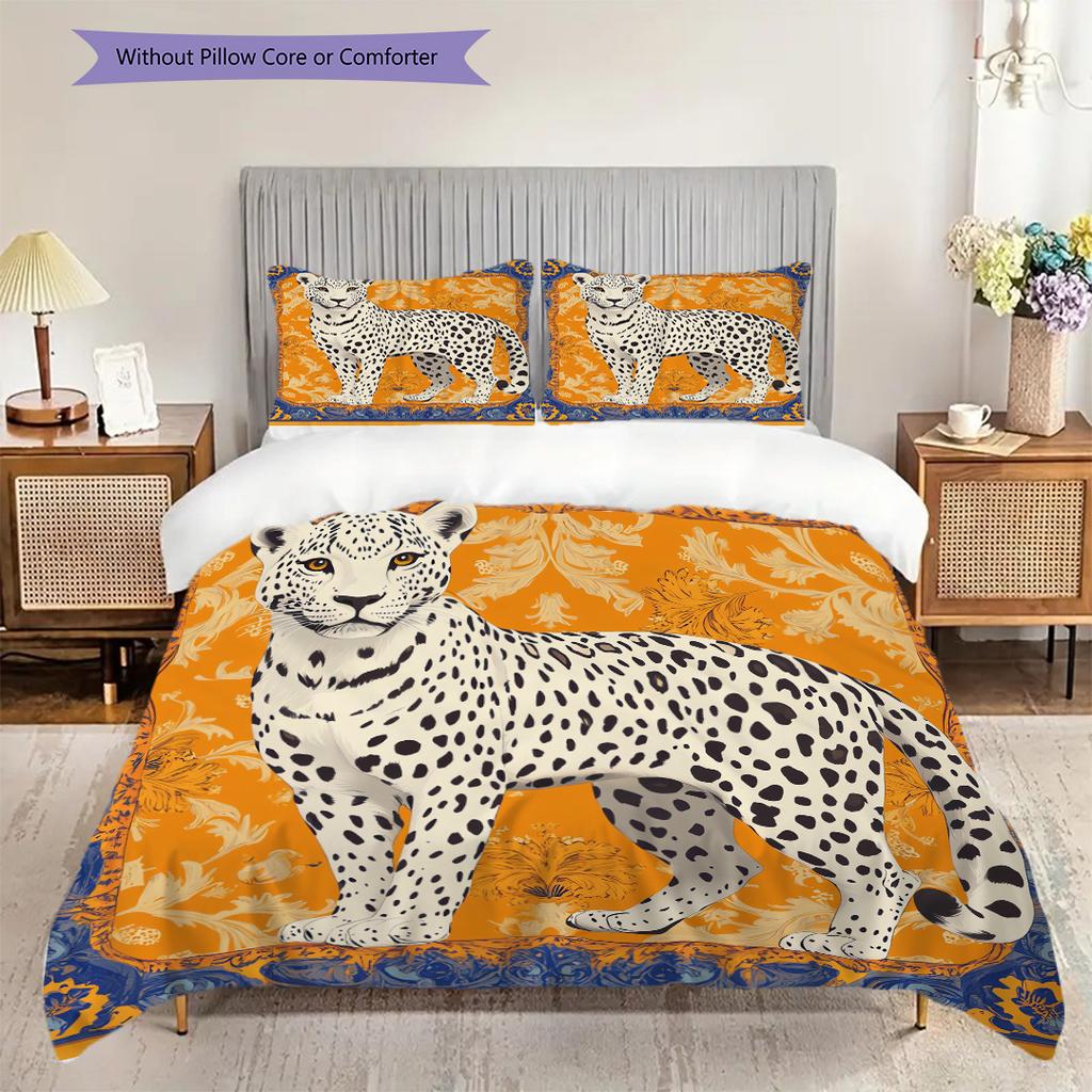 Leopard Sheep Pattern Bedding Quilt Set Quilt Cover Pillowcase Home Decoration Birthday Gift (1 * duvet cover + 2 * pillowcase, without core)