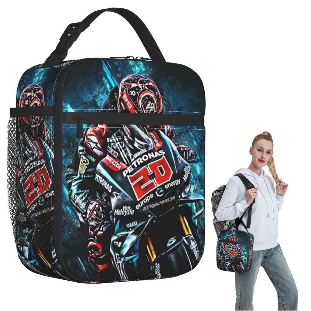 Fabio Quartararo Pilota Motociclistico Francese Borsa Pranzo Termica per Donne Bambini Portatile Scatole per Alimenti Lunch Box Termico Borsa a Tote