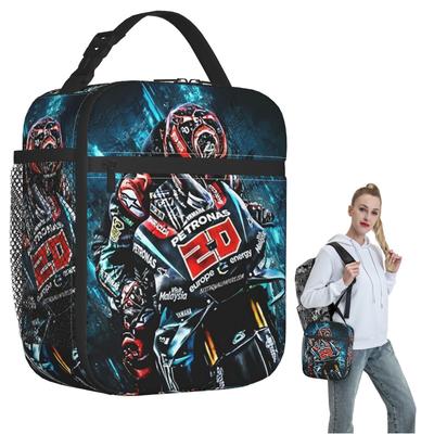 Fabio Quartararo Französischer Motorradrennfahrer Isolierte Lunchtasche für Damen Kinder Tragbare Lebensmittelboxen Thermische Lunchbox Tragetasche