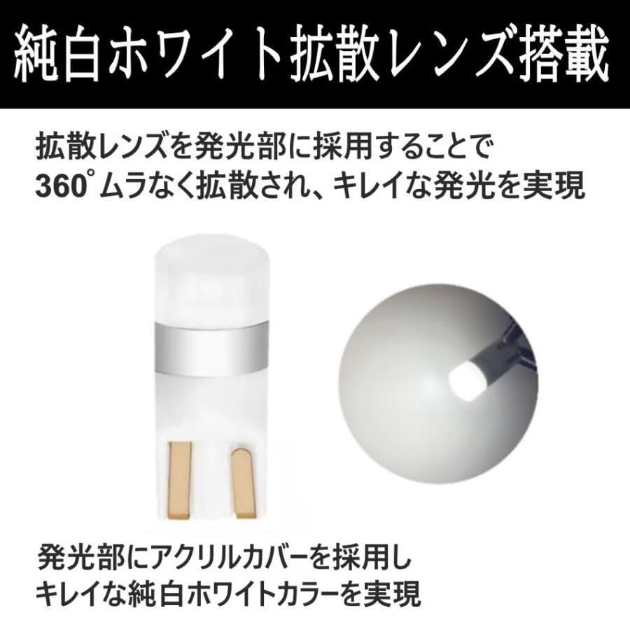 HIGH-FIVE STORE T10 T15 T16 Universal LED White Position Lamp License Plate Room Lamp Trunk Light 6000K Compatible (10)